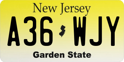 NJ license plate A36WJY