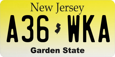 NJ license plate A36WKA