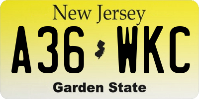NJ license plate A36WKC