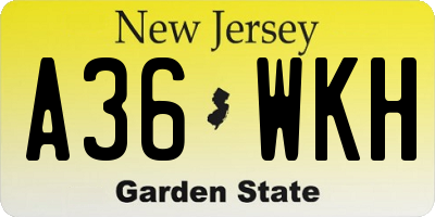 NJ license plate A36WKH
