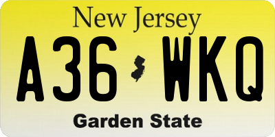 NJ license plate A36WKQ