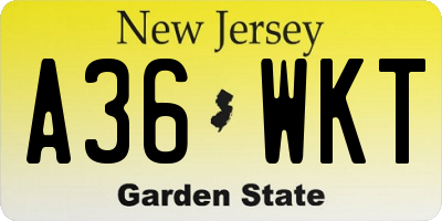 NJ license plate A36WKT
