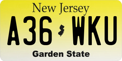 NJ license plate A36WKU