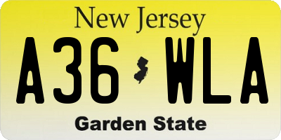 NJ license plate A36WLA