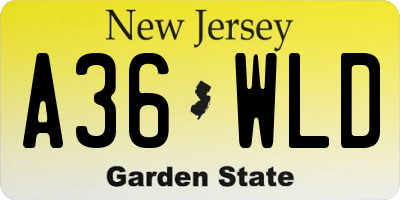 NJ license plate A36WLD