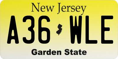 NJ license plate A36WLE