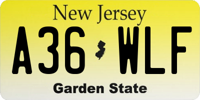 NJ license plate A36WLF