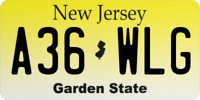 NJ license plate A36WLG