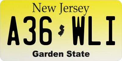 NJ license plate A36WLI