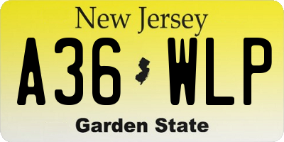 NJ license plate A36WLP