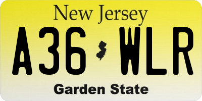 NJ license plate A36WLR