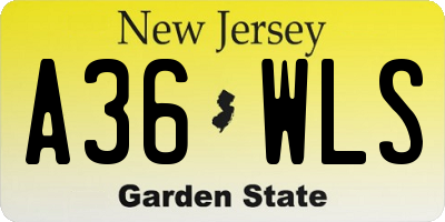 NJ license plate A36WLS