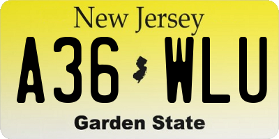 NJ license plate A36WLU