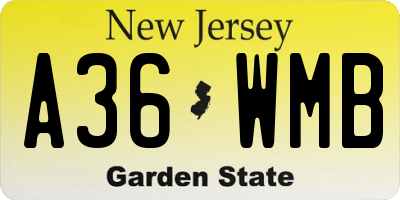 NJ license plate A36WMB