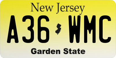 NJ license plate A36WMC