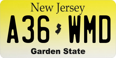 NJ license plate A36WMD