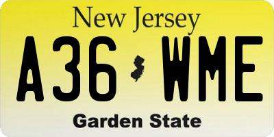 NJ license plate A36WME