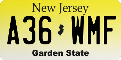 NJ license plate A36WMF