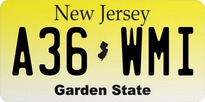 NJ license plate A36WMI