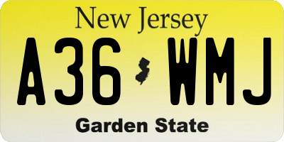 NJ license plate A36WMJ