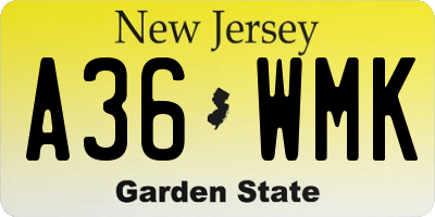 NJ license plate A36WMK