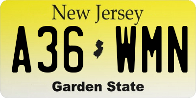NJ license plate A36WMN
