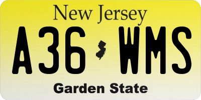 NJ license plate A36WMS
