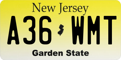 NJ license plate A36WMT