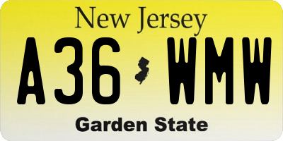 NJ license plate A36WMW