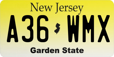 NJ license plate A36WMX