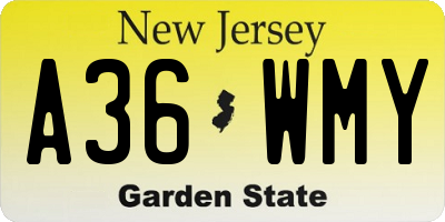 NJ license plate A36WMY