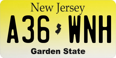 NJ license plate A36WNH