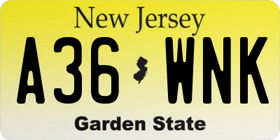 NJ license plate A36WNK