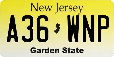 NJ license plate A36WNP