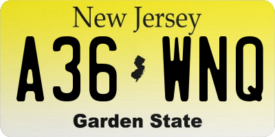NJ license plate A36WNQ