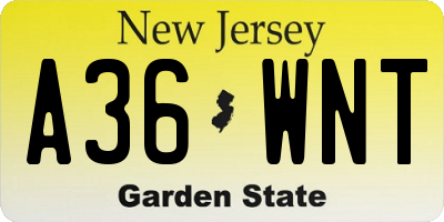 NJ license plate A36WNT