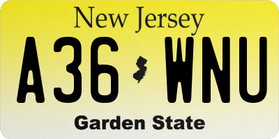 NJ license plate A36WNU
