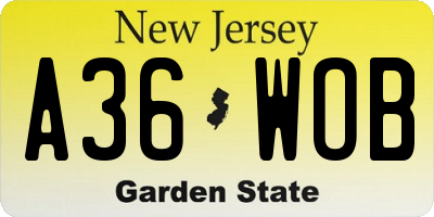 NJ license plate A36WOB