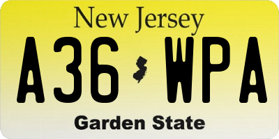NJ license plate A36WPA