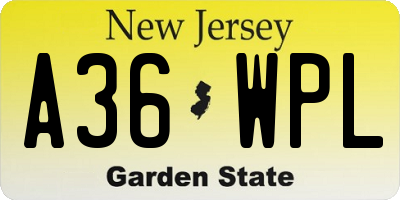 NJ license plate A36WPL