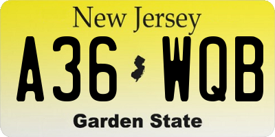 NJ license plate A36WQB