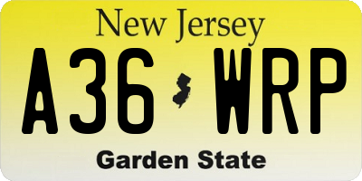 NJ license plate A36WRP