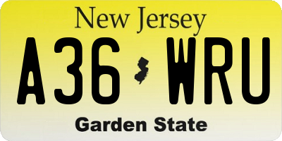 NJ license plate A36WRU