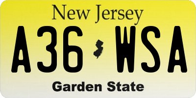NJ license plate A36WSA