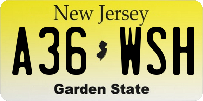 NJ license plate A36WSH