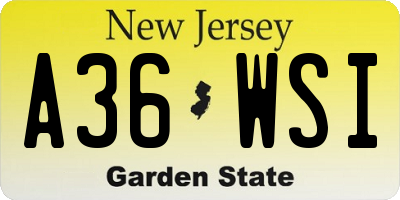 NJ license plate A36WSI