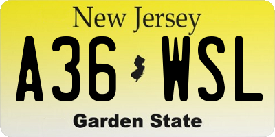 NJ license plate A36WSL