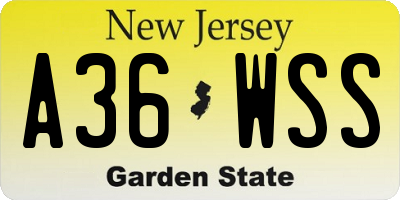 NJ license plate A36WSS