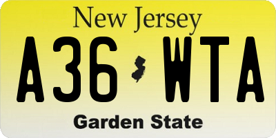 NJ license plate A36WTA