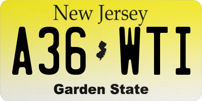 NJ license plate A36WTI